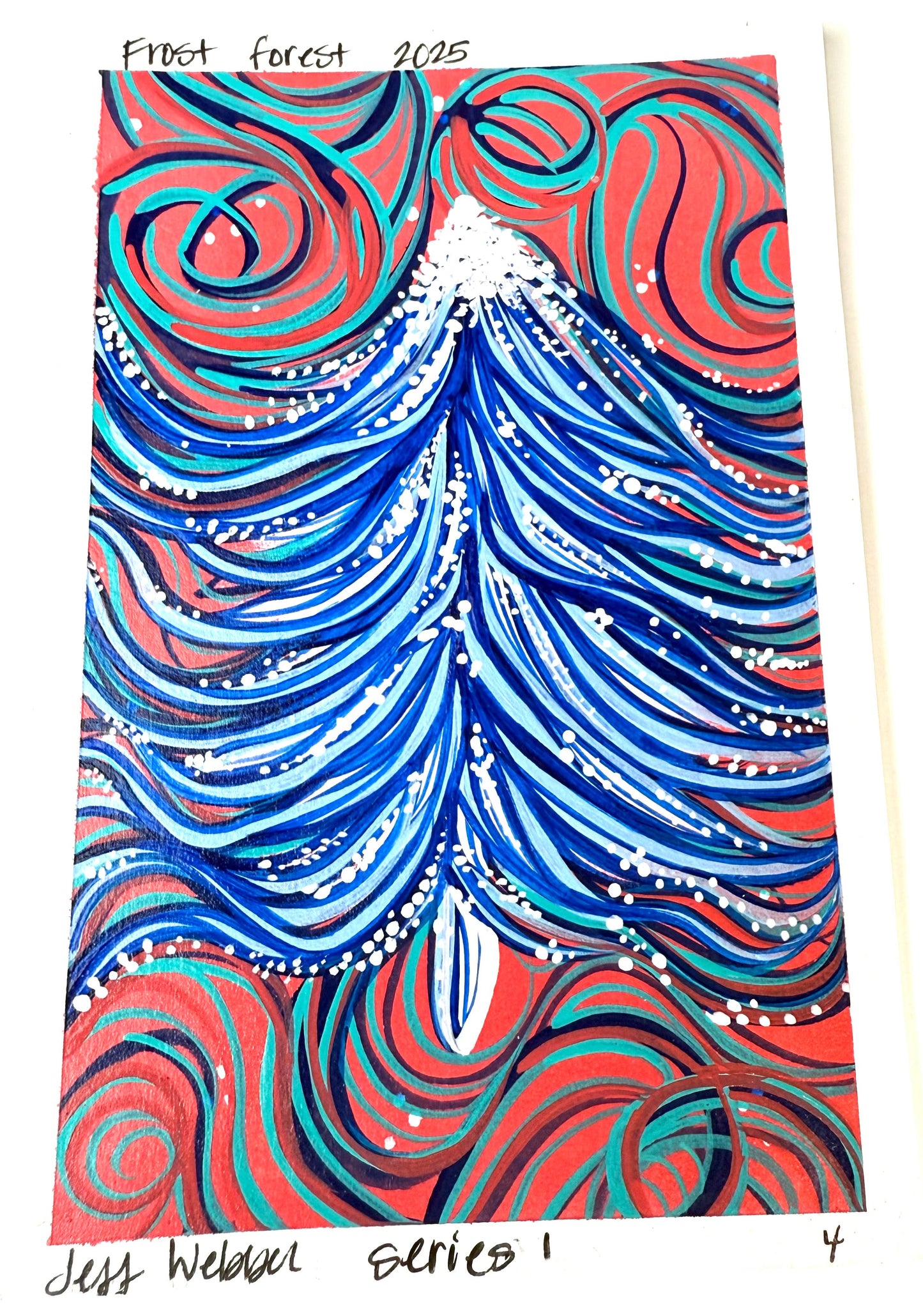 ‘Frost Forest’ original hand painted post card