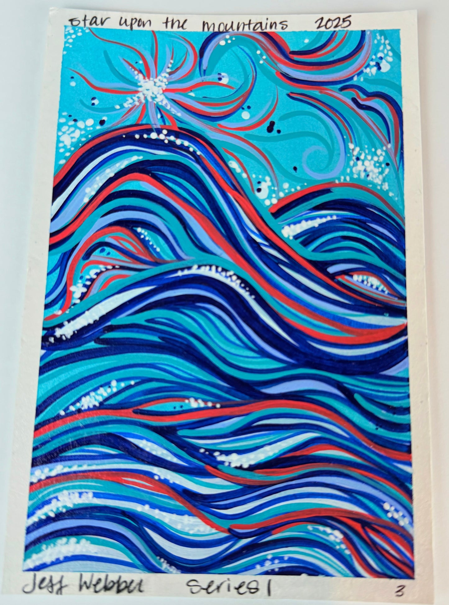 ‘Star Upon the Mountains’ original hand painted postcard