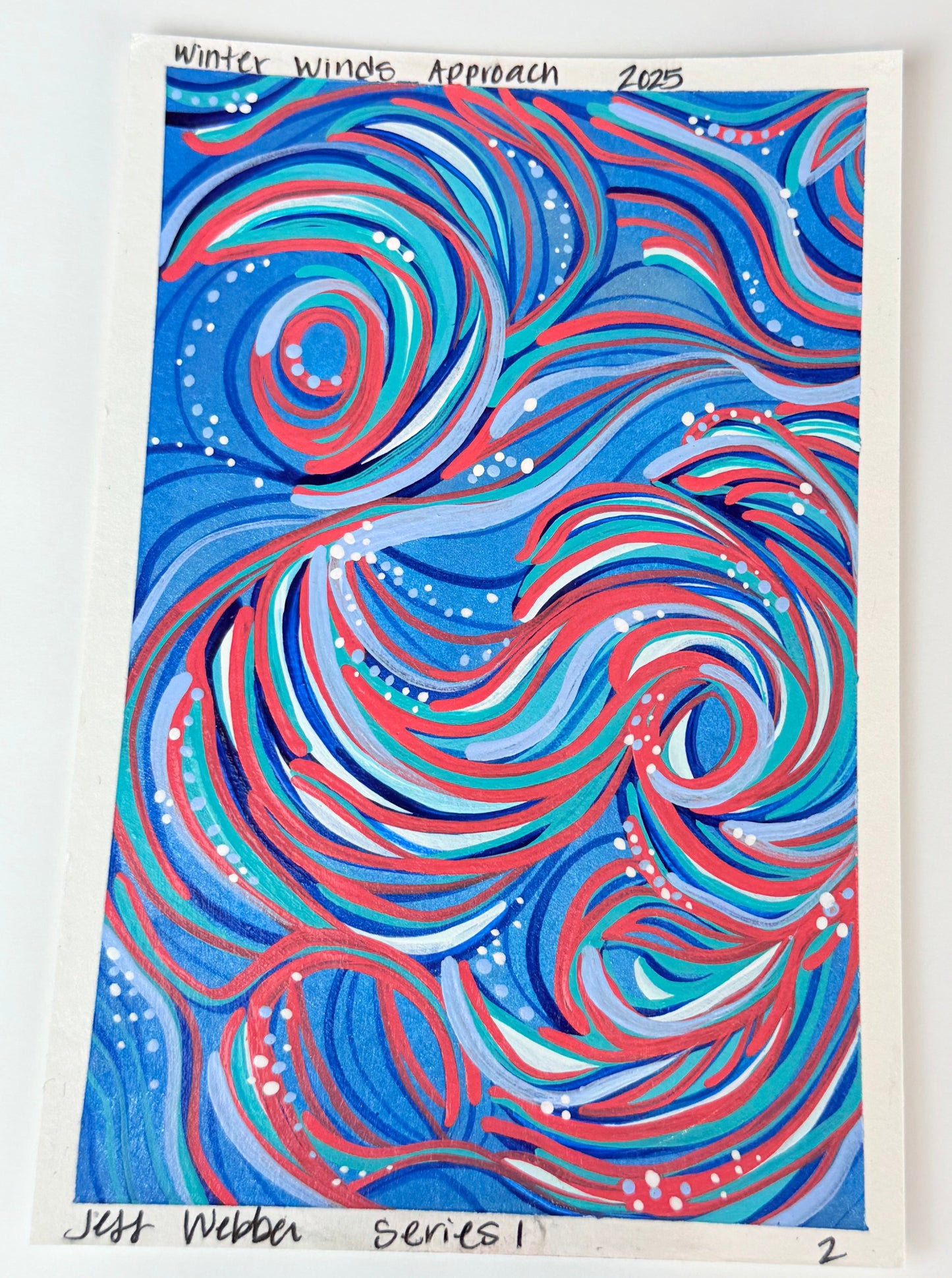 ‘Winter Winds Approaching’ original hand painted postcard