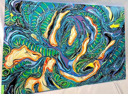 ‘Lighting the Gas’ original abstract acrylic